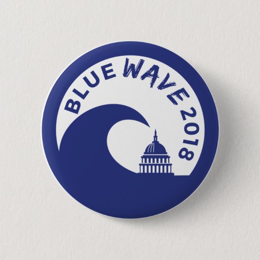 Blue Wave 2018 Round Button - Democratische overwi (Voorkant)
