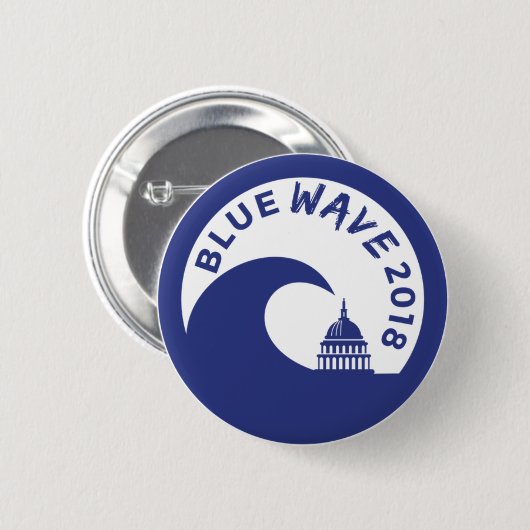 Blue Wave 2018 Round Button - Democratische overwi (Voorkant /achterkant)