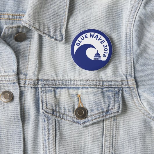 Blue Wave 2018 Round Button - Democratische overwi (In situ)
