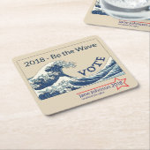 Blue Wave 2024- aanpasbaar campagne onderzetter (Schuin)