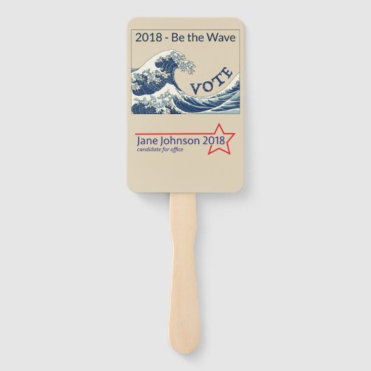 Blue Wave 2024 - aanpasbare campagne hand fan Handwaaier (Achterkant)