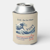 Blue Wave 2024 - aanpasbare campagne kan cozie Blikjeskoeler (Blikje Achterkant)