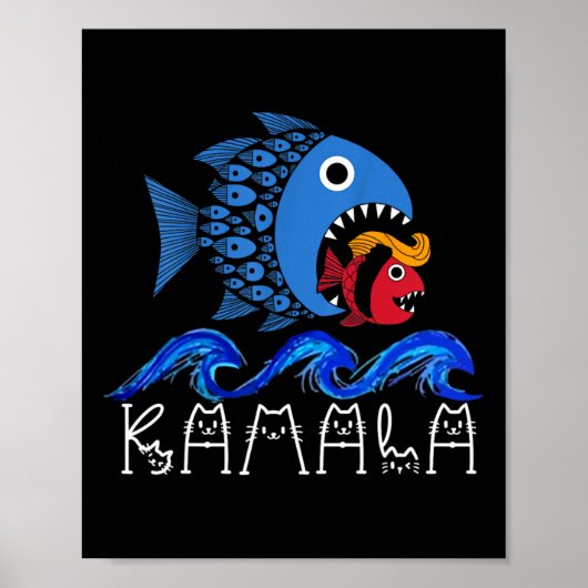 Blue Wave 2024 Funny Big Fish Eat Little Fish Trum Poster (Voorkant)