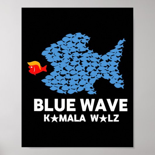 Blue Wave 2024 Funny Big Fish Eat Little Fish Trum Poster (Voorkant)