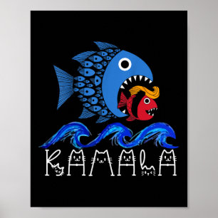 Blue Wave 2024 Grappige Grote Vis Eet Kleine Vis T Poster