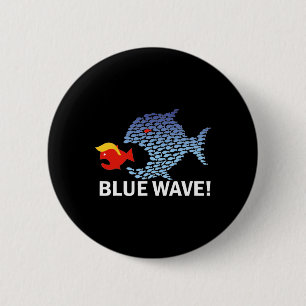 Blue Wave 2024 Grappige Grote Vis Eet Kleine Vis T Ronde Button 5,7 Cm