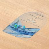 Blue Wave 50 Jaar Verjaardag acryl uitnodiging (Laagn)