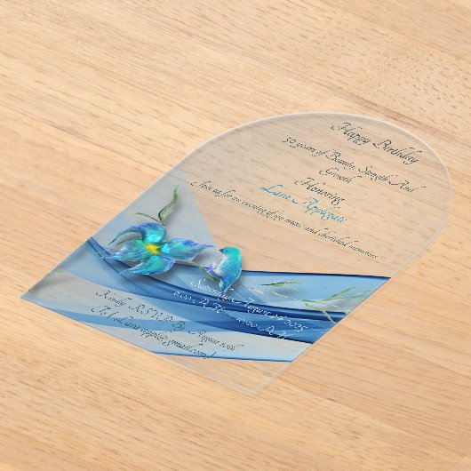 Blue Wave 50 Jaar Verjaardag acryl uitnodiging (Laagn)