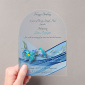 Blue Wave 50 Jaar Verjaardag acryl uitnodiging (Insitu (Draagbaar))