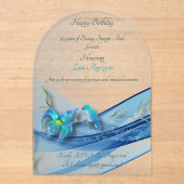 Blue Wave 50 Jaar Verjaardag acryl uitnodiging (Voorkant)