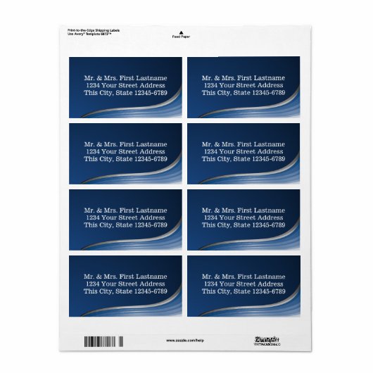 Blue Wave-adres Etiket (Full Sheet)