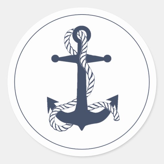 Blue Wave Anchor Navy/Wht ID836 Ronde Sticker (Voorkant)