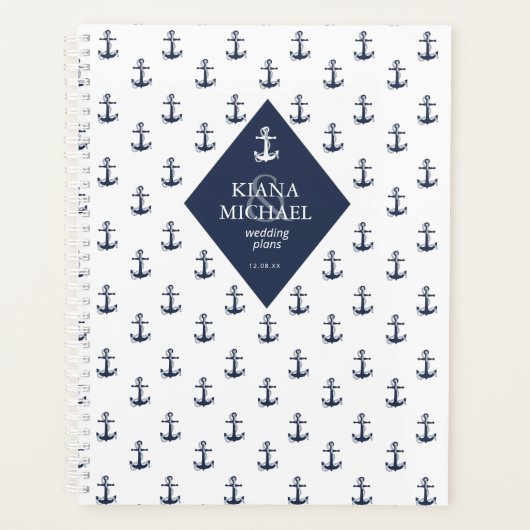 Blue Wave Anchor Pattern Wedding ID836 Planner (Voorkant)