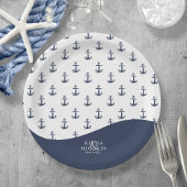Blue Wave Anchor Pattern Wedding V1 ID836 Papieren Bordje