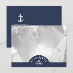 Blue Wave Anchor Wedding Bedankt, ID836 Aankondigingskaart