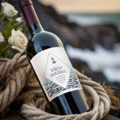 Blue Wave Anchor Wedding Bedankt, ID836 Wijn Etiket