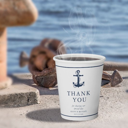 Blue Wave Anchor Wedding Bedankt V2 ID836 Papieren Bekers