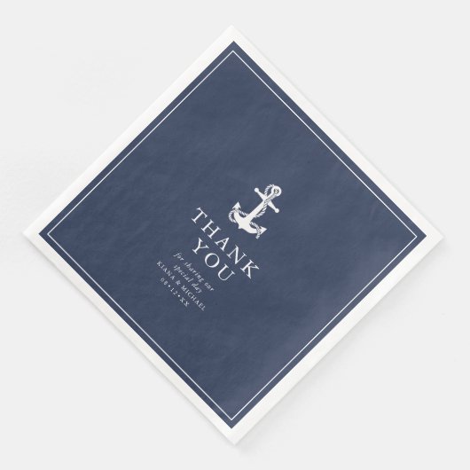 Blue Wave Anchor Wedding Bedankt V3 ID836 Servet (Hoek)
