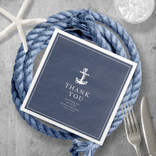 Blue Wave Anchor Wedding Bedankt V3 ID836 Servet