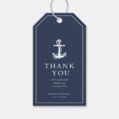 Blue Wave Anchor Wedding Bedankt WHT/Navy ID836 Cadeaulabel (Voorkant)
