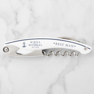 Blue Wave Anchor Wedding Best Man Bl/Wht ID836 Kurkentrekker