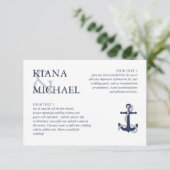 Blue Wave Anchor Wedding Details Navy/WHT ID836 Informatiekaartje (Staand voorkant)