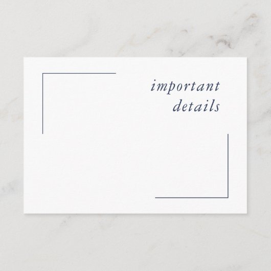 Blue Wave Anchor Wedding Details Navy/WHT ID836 Informatiekaartje (Achterkant)