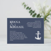 Blue Wave Anchor Wedding Details WHT/Navy ID836 Informatiekaartje (Staand voorkant)