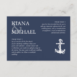 Blue Wave Anchor Wedding Details WHT/Navy ID836 Informatiekaartje