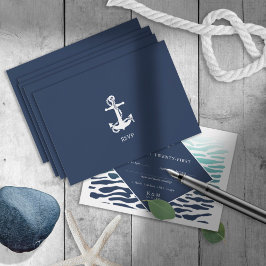 Blue Wave Anchor Wedding ID836 RSVP Kaartje