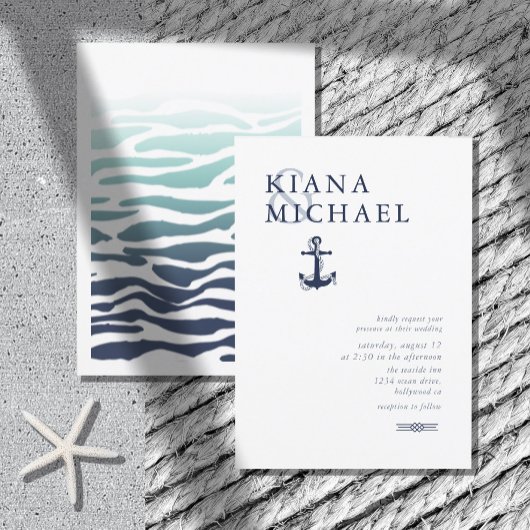 Blue Wave Anchor Wedding Navy/Wht ID836