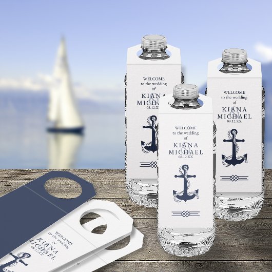 Blue Wave Anchor Wedding Navy/Wht ID836 Flessenhanger