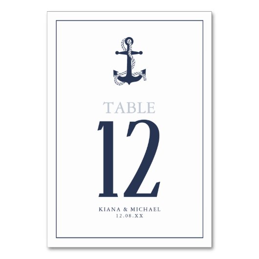 Blue Wave Anchor Wedding Navy/Wht ID836 Kaart (Achterkant)