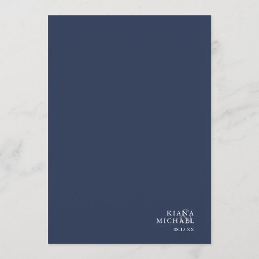 Blue Wave Anchor Wedding Navy/Wht ID836 Menu (Achterkant)