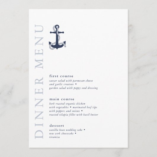 Blue Wave Anchor Wedding Navy/Wht ID836 Menu (Voorkant)