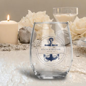 Blue Wave Anchor Wedding V2 Navy ID836 Wijnglas Zonder Voet