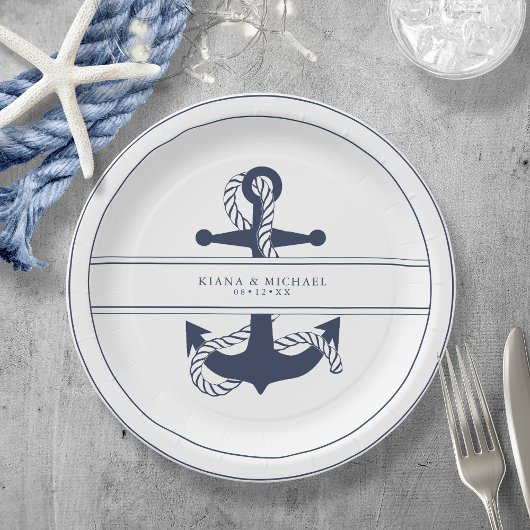 Blue Wave Anchor Wedding V2 Navy/WHT ID836 Papieren Bordje