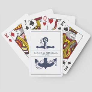 Blue Wave Anchor Wedding V2 Navy/WHT ID836 Pokerkaarten