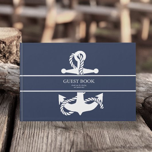 Blue Wave Anchor Wedding V2 WHT/Navy ID836 Gastenboek
