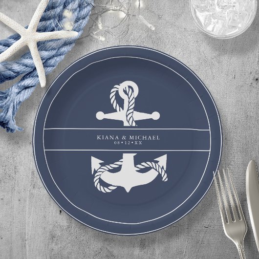 Blue Wave Anchor Wedding V2 WHT/Navy ID836 Papieren Bordje