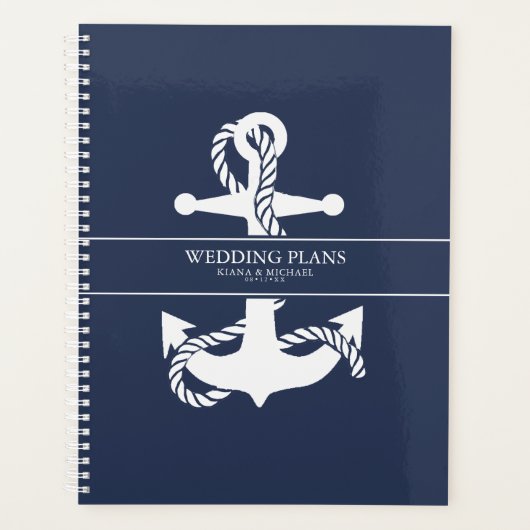 Blue Wave Anchor Wedding V2 WHT/Navy ID836 Planner (Voorkant)