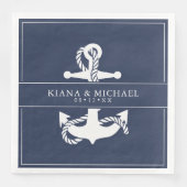 Blue Wave Anchor Wedding V2 WHT/Navy ID836 Servet (Voorkant)