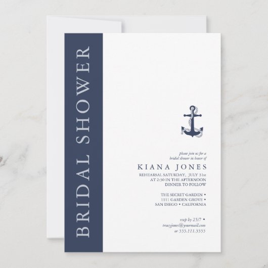 Blue Wave Anchor Wedding Vrijgezellenfeest ID836 Kaart (Voorkant)