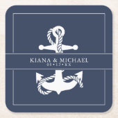 Blue Wave Anchor Wedding Wht/Navy ID836 Kartonnen Onderzetters (Voorkant)
