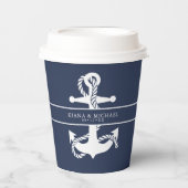 Blue Wave Anchor Wedding Wht/Navy ID836 Papieren Bekers (Voorkant)