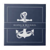 Blue Wave Anchor Wedding Wht/Navy ID836 Tegeltje (Voorkant)