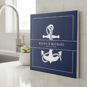 Blue Wave Anchor Wedding Wht/Navy ID836 Tegeltje