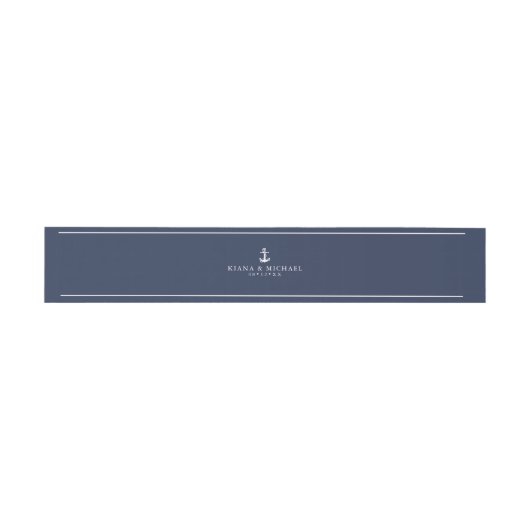 Blue Wave Anchor Wedding Wht/Navy ID836 Uitnodigingen Wikkel (Vlak)