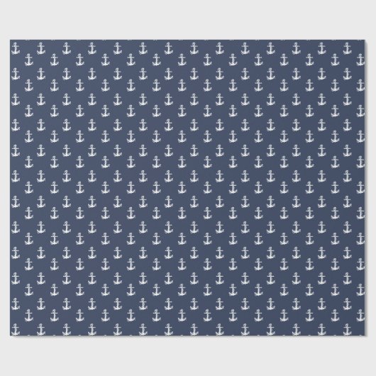 Blue Wave Anchor Wht/Navy ID836 Cadeaupapier (Vlak)