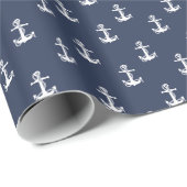 Blue Wave Anchor Wht/Navy ID836 Cadeaupapier (Rol Hoek)